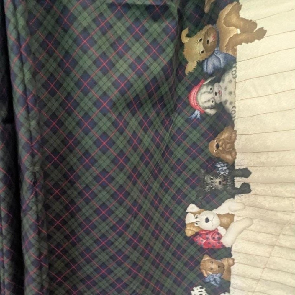 Daisy Kingdom Puppies By The Pound Fabric 5 yd + Green Plaid Excellent Border